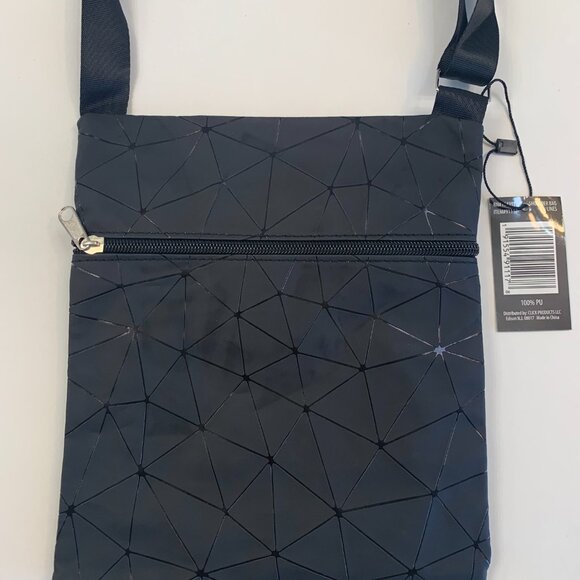 Four Pocket Organizer - Geometric Pattern - Crossbody Handbag –Black - NWT - Picture 2 of 8
